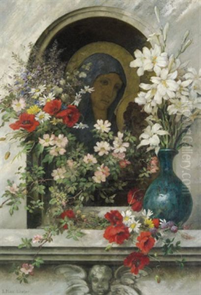 Madonna Von Blumen Umrahmt Oil Painting by Louise Ehrler