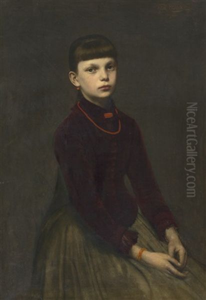 Bildnis Eines Jungen Madchens Mit Korallenschmuck Oil Painting by Felix Ehrlich