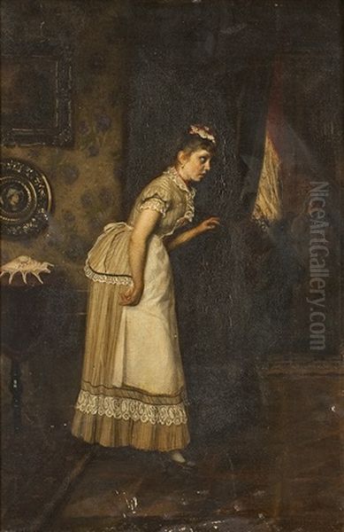 Das Neugierige Stubenmadchen Oil Painting by Felix Ehrlich