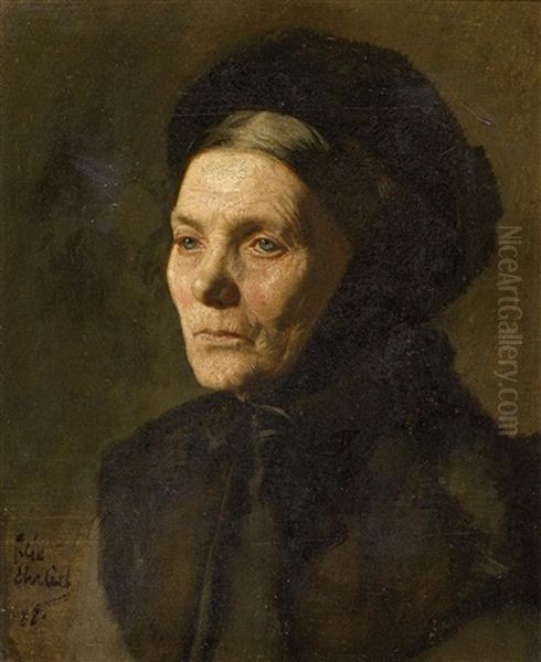 Portrat Einer Frau Mit Haube Oil Painting by Felix Ehrlich