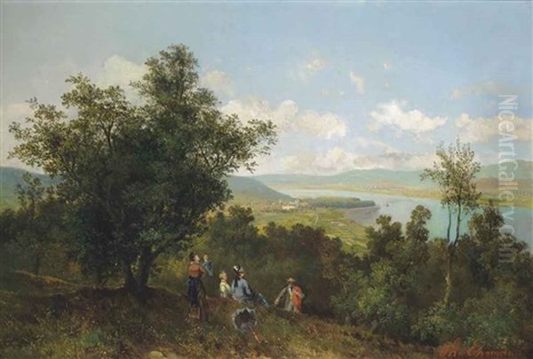 A View Of The Danube Oil Painting by Theodore von Ehrmanns