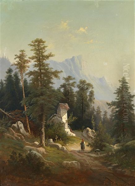 Rast Beim Marterl Oil Painting by Theodore von Ehrmanns