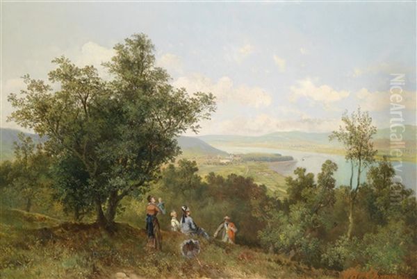 Blick Auf Klosterneuburg, Im Hintergrund Die Nicht Regulierte Donau Oil Painting by Theodore von Ehrmanns