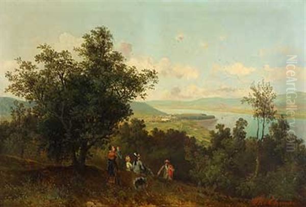 Sommerausflug An Der Donau Oil Painting by Theodore von Ehrmanns