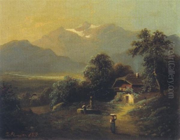 Blick Auf Den Hohen Goll (?) Oil Painting by Theodore von Ehrmanns