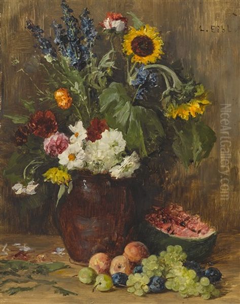 Blumen- Und Fruchtestillleben Oil Painting by Ludwig Eibl