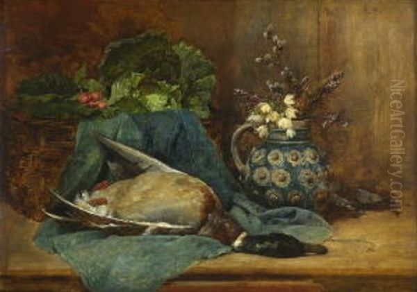 Kuchenstillleben Mit Erlegter Ente Oil Painting by Ludwig Eibl