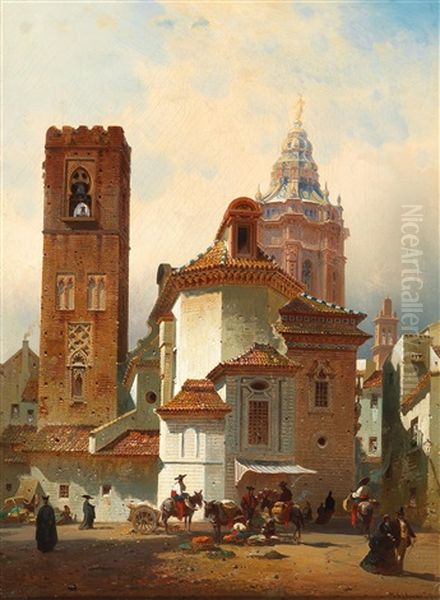 Kirche St. Catharina In Sevilla Oil Painting by Friedrich Eibner