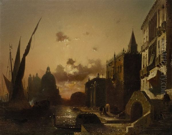 Venedig Im Abendlicht Oil Painting by Friedrich Eibner