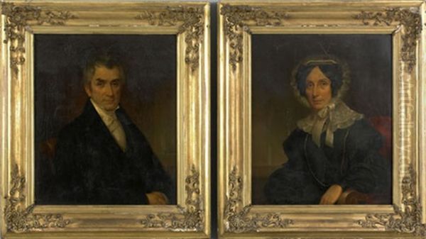 Pair Of Portraits Of A Husband And Wife Oil Painting by Jacob Eichholtz