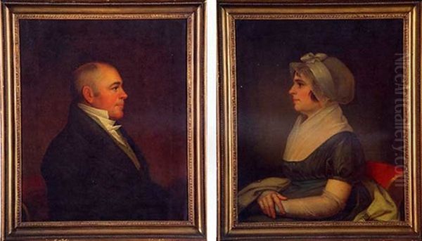 Portrait Of Benjamin Schaum (+ Portrait Of Maria Schaum; Pair) Oil Painting by Jacob Eichholtz