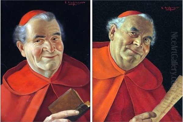 Cardinals (a Pair) Oil Painting by Erwin Eichinger