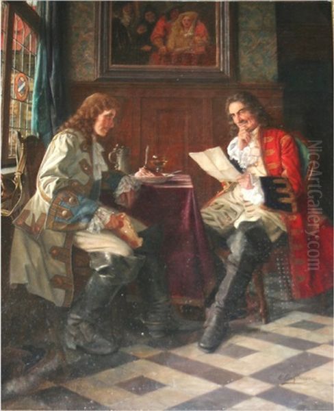 Reading The Despatch Oil Painting by Erwin Eichinger