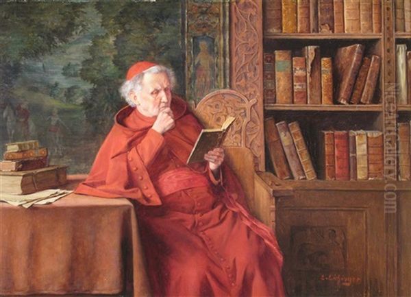 A Cardinal In His Library Oil Painting by Erwin Eichinger