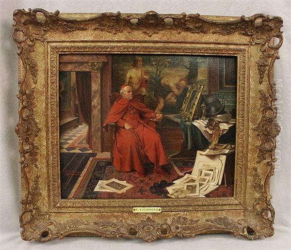 Seated Cardinal Admiring A Painting Oil Painting by Erwin Eichinger