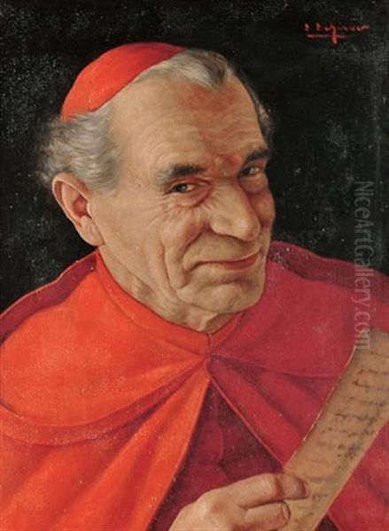 A Smiling Cardinal Oil Painting by Erwin Eichinger