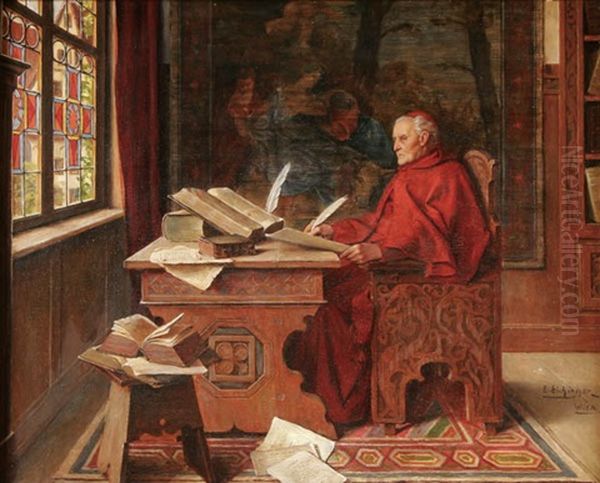 Cardinal In His Study Oil Painting by Erwin Eichinger