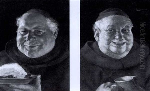 Franciscan Monk (+ Another; 2 Works) Oil Painting by Erwin Eichinger