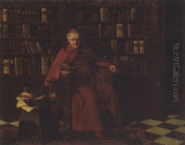 Cardinal In His Study Oil Painting by Erwin Eichinger