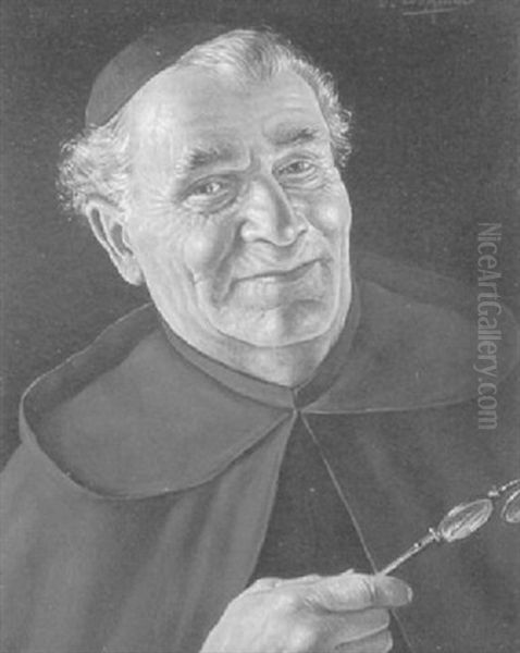 Portrait Of A Cardinal With Lornette Oil Painting by Erwin Eichinger