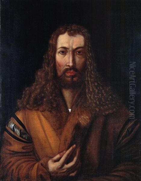 Das Selbstportrait Albrecht Durers (after Durer) Oil Painting by Gottfried Eichler the Elder