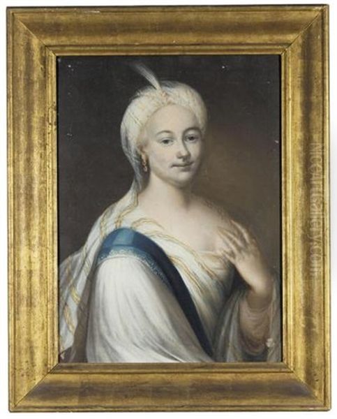 Portrait Of A Lady/portrait Einer Dame Oil Painting by Johann Conrad Eichler