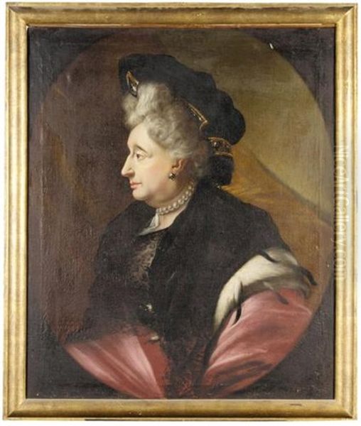 A Profile Portrait Of The Electress Sophie Of Hanover Oil Painting by Johann Conrad Eichler