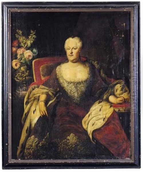 Portrait Of A Lady (christine Louise, Duchess Of Brunswick, Wife Of Duke Ludwig Rudolph?) Oil Painting by Johann Conrad Eichler