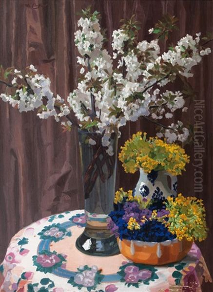 Spring Flowers Oil Painting by Reinhold Max Eichler