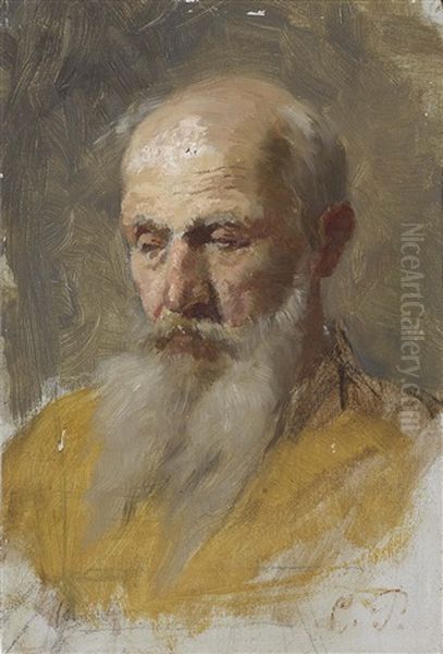 Studie Eines Bartigen Alten Mannes Oil Painting by Theodor (Karl Th.) Eichler