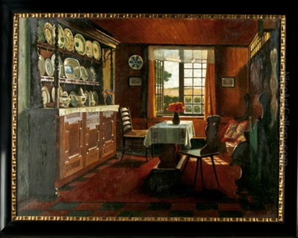 Stubeninterieur Oil Painting by Rudolf Eichstaedt