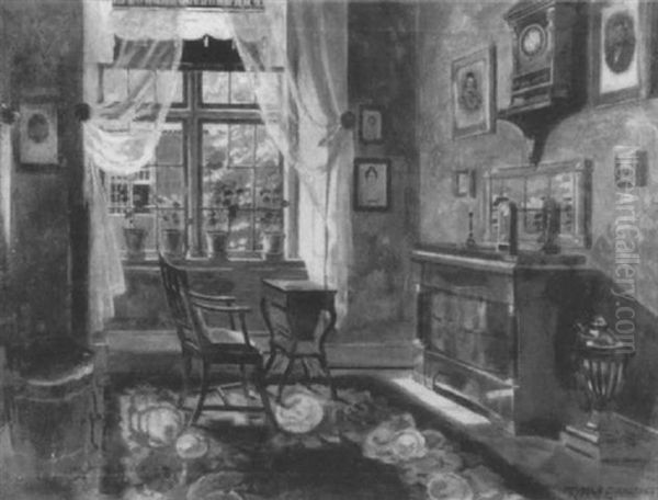 Biedermeierinterieur Oil Painting by Rudolf Eichstaedt