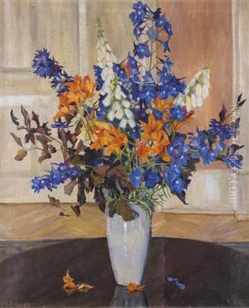 Gartenblumen In Vase Oil Painting by Marie Eichwede