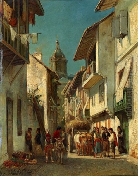 Een Straatje Met Figuren In Spanje Oil Painting by Willem Hendrick Eickelberg