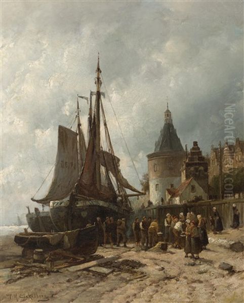 The Day's Catch Oil Painting by Willem Hendrick Eickelberg