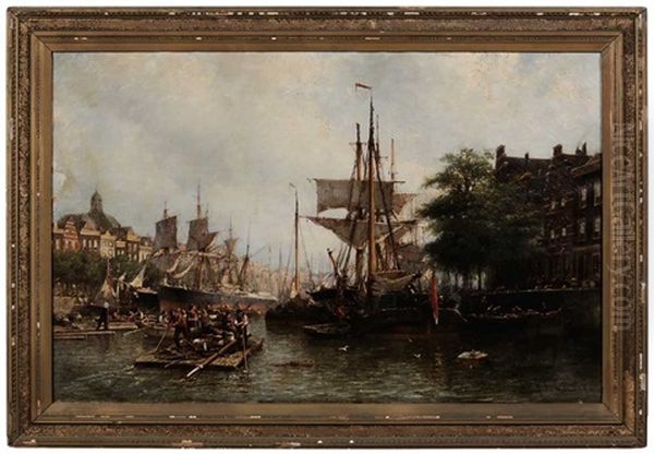 Harbor At Amsterdam Oil Painting by Willem Hendrick Eickelberg