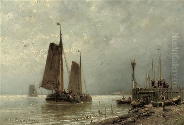 Awaiting The Fleet Oil Painting by Willem Hendrick Eickelberg