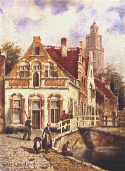 Niederlandische Dorfszene Oil Painting by Willem Hendrick Eickelberg