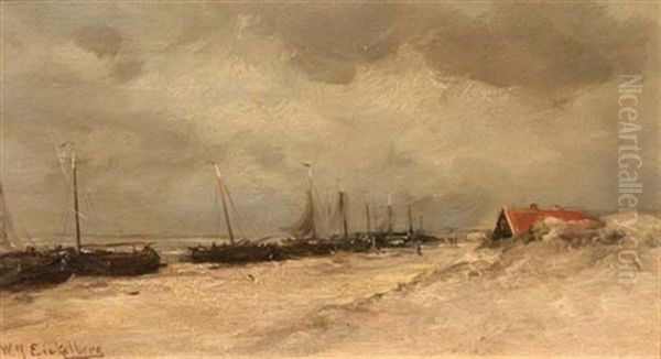 Boats On The Beach by Willem Hendrick Eickelberg