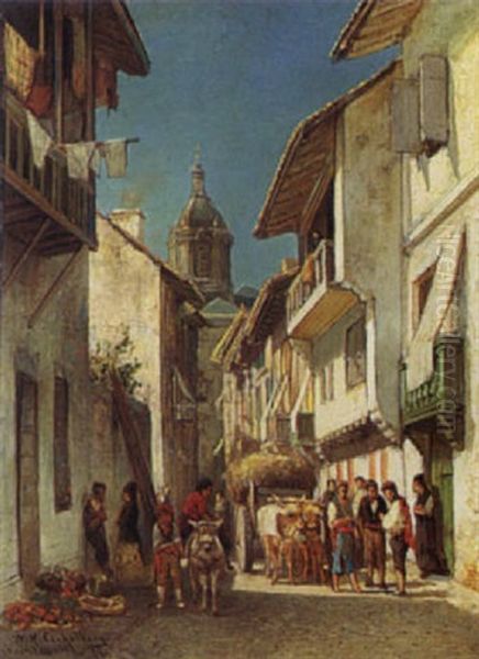 A Streetscene, Italy Oil Painting by Willem Hendrick Eickelberg