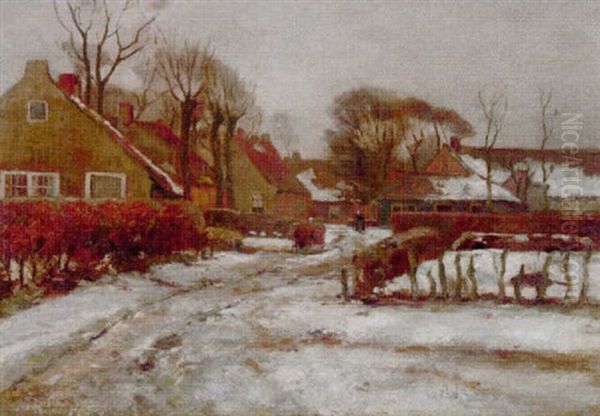 A Village In Winter Oil Painting by Willem Hendrick Eickelberg