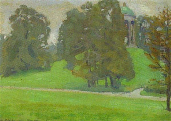 Blick Auf Den Monopterus Im Englischen Garten, Munchen Oil Painting by Vladas Eidukevicius