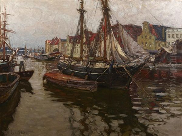 A Port Scene by August Eiebakke