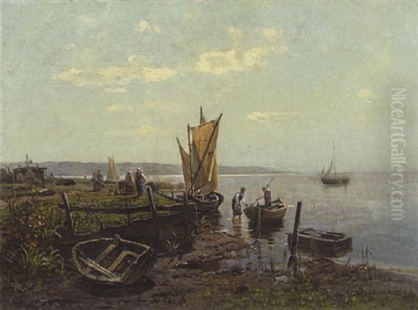 Fischerboote An Der Kuste Oil Painting by Conrad Eilers