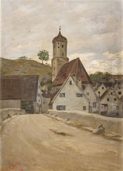 Brucke Und Kirche Von Harburg Im Ries Oil Painting by Wilhelm Eilers