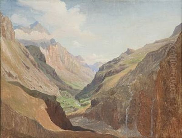 Two Mountains At The Pyrenees, One With Cathar Castle (2 Works) Oil Painting by Eiler Rasmussen Eilersen