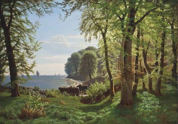 A Hidden Woodland Cove Oil Painting by Eiler Rasmussen Eilersen