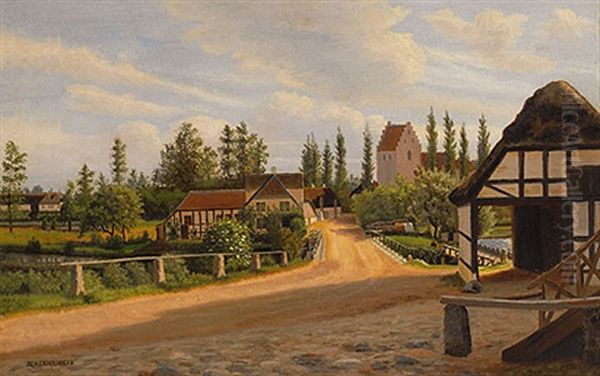 Sommerliche Dorflandschaft Oil Painting by Eiler Rasmussen Eilersen