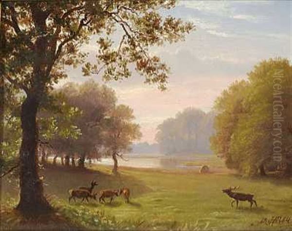 Partie Fra Hellebaek Oil Painting by Eiler Rasmussen Eilersen