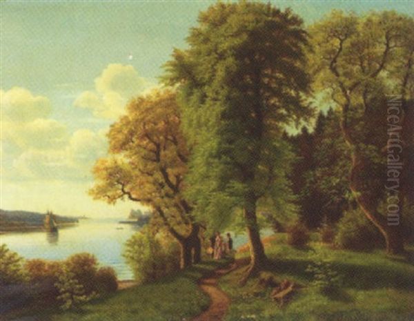 Udflugt Ved Fjorden Oil Painting by Eiler Rasmussen Eilersen